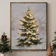 Lighted Framed Snowy Tree Canvas picture