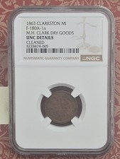 1863 M.H. Clark Dry Goods Hardware Civil War Token (F-180A-1a) Rarity-R6 picture