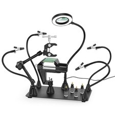 NOEVSBIG N-5PC-BK Magnetic Helping Hands Soldering Third Hand, 3X LED Lamp picture