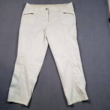 Chico's Cropped Pants Womens Size 3/16  Beige Khaki Cotton Blend Straight picture