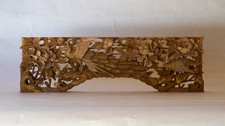 Vintage Japanese Carved Ranma Panel, Peacocks & Peonies, Gilt & Color, Openwork picture