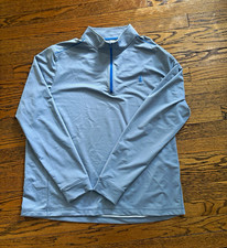 Johnnie-O Men's XL Gray 1/4 Zip Mock Neck Pullover Polo Polyester Spandex picture