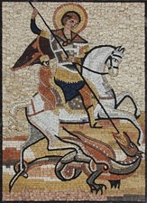 Saint George and Dragon Religious Icon Marble Mosaic picture