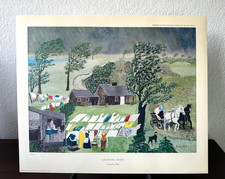 1960 Triton Press Collotype Fine Art Print Grandma Moses 'Laundry Day' DS30 picture