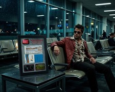 FIGHT CLUB PROP - PRODUCTION MADE TRANS GLOBAL AIRLINE TICKET & FOLDER  - FRAMED picture