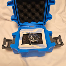 TechnoMarine Ocean Nomad Quartz Chronograph 43mm Black Dial Leather Strap w/ Box picture