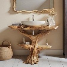 Handcrafted Reclaimed Wood Bathroom Vanity Live Edge Farmhouse Vanity Rustic Sol picture