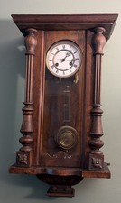 Antique Junghans German Wall Clock Pendulum Key Wind Chime Runs Restore picture