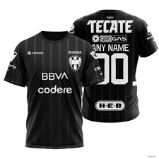 Personalized LIGA MX C.F. Monterrey Shirt 3D 2024-2025 Black Full Size picture