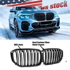 Front Kidney Grill For BMW X5 G05 Black Real Carbon Fiber ABS Grille 2019 - 2022 picture