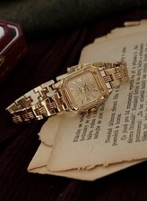 Vintage Style Gold Bracelet Watch Women Square Roman Dial Elegant Wristwatch picture