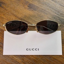 Gucci GG1802S 001 55mm Square Sunglasses in Gold/Gray Lens Crystal Arm Logo picture