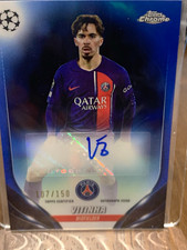Topps 2023-24 Chrome UEFA Vitinha #CA-VI PSG Blue Refractor Auto 107/150 picture
