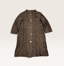 Vintage 1950s Bespoke Opera Coat Women’s M Copper Brocade Satin Lined Evening picture