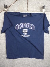Oxford University Shirt Mens Large Blue Short Sleeve 100% Cotton picture