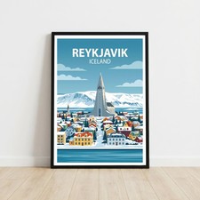 Reykjavik Iceland Travel Poster Wall Art Print Holiday Gift picture