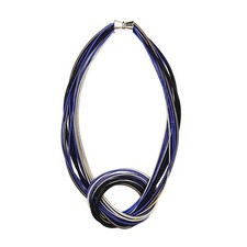 TIGERSTARS  GORGEOUS HANDCRAFTED 4 TONE MULTI STRAND KNOT PIANO WIRE NECKLACE picture