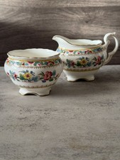 Vintage Coalport Ming Rose Scalloped Bone China Open Sugar Creamer Set England  picture