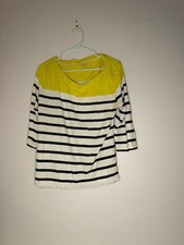 LOFT yellow and striped 3/4 sleeve top picture