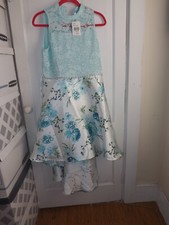 NEW SPEECHLESS kids MINT GREEN flower formal dress silver sparkle size 18.5 PLUS picture