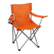 NEW Ozark Trail Basic Quad Folding Camp Chair with Cup Holder, Adult, Orange picture