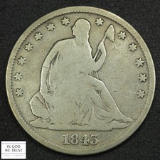 1843 O Seated Liberty Silver Half Dollar 50C - Cleaned picture