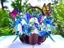 3D Pop Up Greeting Card Flower Floral Butterfly Birthday Thank You Mother Family picture