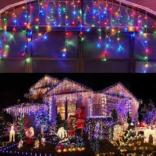 96-960 LED Hanging Icicle Lights Outdoor Party Wedding Fairy String Xmas Decor picture
