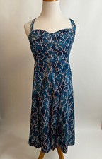 HD in Paris Anthropologie Blue coral print dress US 4 picture