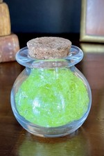 Vaseline Uranium Glass Curio Bottle - Czech Coarse Frit UV Reactive 65g picture
