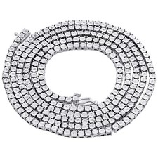 Mens 1 Row Necklace Genuine Diamond Link Choker Chain 18