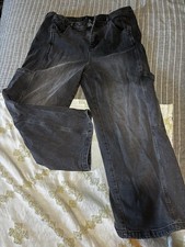 Madden NYC Women’s Size 16 Black Washed Cargo Jeans Carpenter Utility Pants picture