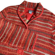 Vtg Koret Women's Rust Red  Striped Quilted Tapestry Padded  Blazer Jacket Sz XL picture