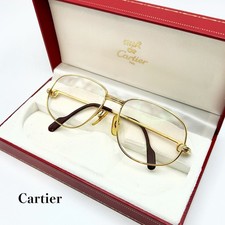 Please Offer Vintage Cartier Paris Gold Eyeglasses 56-16-130 Burgundy France picture