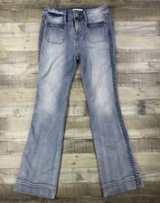 Driftwood Jeans Womens 29 Blue Flare Braided Stretch Denim Pockets picture