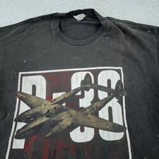TRASHED Vtg 90s Lockheed P 38 Lightning Fork Tailed Devil Shirt XL WWII Plane picture
