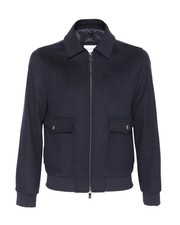 NWT PAL ZILERI BOMBER jacket solid Navy blue zip wool luxury Italy 48 S picture