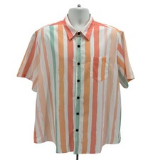 NEW Vatpave Mens XL Shirt Multicolor Stripe Button Relaxed Fit Hawaiian Shirt picture