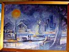 MID CENTURY iMPRESSIONIST oil PAINTING FAMOUS LISTED French Artist KARAJAN 29x21 picture