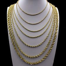 10K Yellow Gold 2mm-6mm Diamond Cut Rope Chain Necklace or Bracelet 16