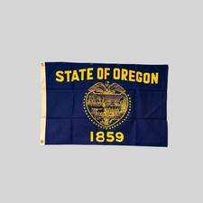 1950-60s Vintage Cotton State Flag Of Oregon Beaver USA 2 X 3’ picture