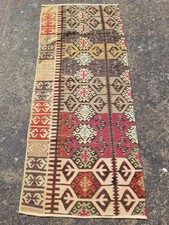 Antique Traditional Handmade Turkish Wool Multicolor Kilim 5.7x2.2 ft picture
