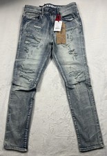 Grindhouse Mens Size 30x32 Jeans Distressed Thrashed Maxwell Blue Stretch Denim picture