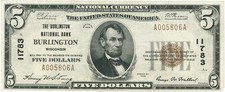 1929 - $5 Burlington National Bank Wisconsin - National Banknote - Ch. 11783 picture