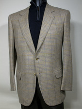 Vtg Brioni Roma Sport Coat Tan Brown Plaid Cashmere Wool 44R Made for Beltrami picture