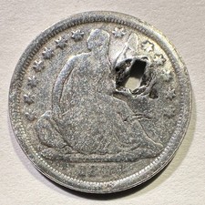 1840-O Seated Liberty Dime Silver Holed Scarce New Orleans Mint No Drapery picture