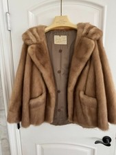 Vintage 1960s Genuine Mink Fur Jacket Coat Clyde Burtrum Flint Michigan Brown picture