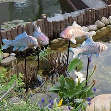 4PCS Antique Bronze Fish Garden Statue,Koi Fish Decor for Outdoors-10.5 * 5Inch picture