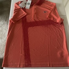 Lacoste Novak Djokovic Regular Fit Orange Court Print Line Polo Size Large picture