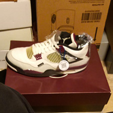 Jordan Air Jordan 4 Men’s Mid Top Lace-Up Athletic Sneakers White/Burgundy/Black picture